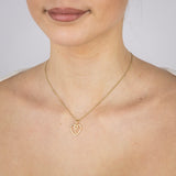 Sterling Silver Gold Plated Cubic Zirconia Key And Heart Pendant