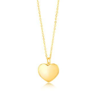 Sterling Silver Gold Plated Plain Heart Pendant On Chain