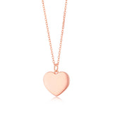 Sterling Silver Rose Gold Plated Plain Heart Pendant On Chain