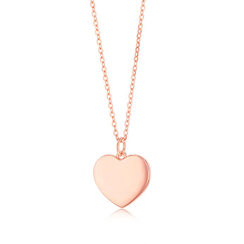 Sterling Silver Rose Gold Plated Plain Heart Pendant On Chain