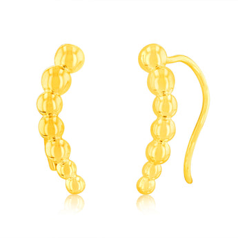 Sterling Silver Gold Plated Beaded Curved Bar Hook Earrings