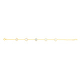 Sterling Silver Gold Plated White Shell Pearl Four Leaf Clover Charm Bracelet