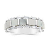 Sterling Silver Rhodium Plated White Shell Pearl Fancy Ring