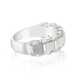 Sterling Silver Rhodium Plated White Shell Pearl Fancy Ring