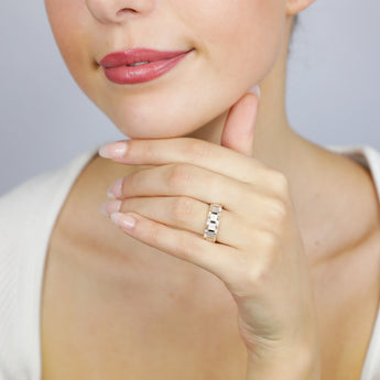 Sterling Silver Gold Plated White Shell Pearl Fancy Ring