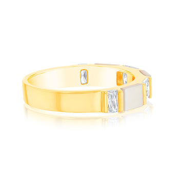 Sterling Silver Gold Plated Cubic Zirconia White Shell Pearl