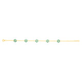 Sterling Silver Gold Plated Green Cubic Zirconia Flower Charm Bracelet