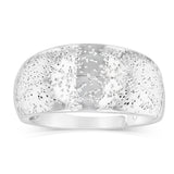 Sterling Silver Polished with Glitter Open Ring