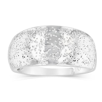 Sterling Silver Polished with Glitter Open Ring