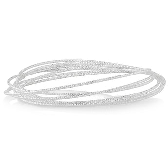 Sterling Silver Textured Bunch Of Seven Bangles