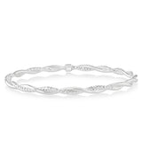 Sterling Silver Plain And Textured Twisted Bangle