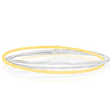 Sterling Silver And Gold Plated Two Tone Set of Three 65mm Bangles