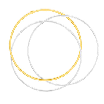 Sterling Silver And Gold Plated Two Tone Set of Three 65mm Bangles