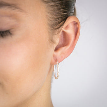 Sterling Silver Patterned 20mm Hoop Earrings