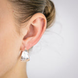 Sterling Silver Plain And Textured Double Hoop Earrings