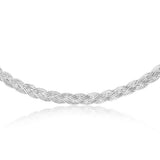 Sterling Silver Rhodium Plated Fancy Braided Broad 45cm Chain
