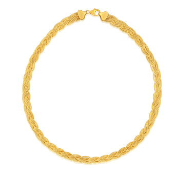 Sterling Silver Gold Plated Braided Broad 45cm Chain