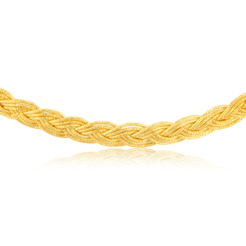 Sterling Silver Gold Plated Braided Broad 45cm Chain