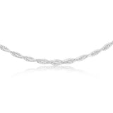 Sterling Silver Rhodium Plated Fancy Braided 42+3cm Chain