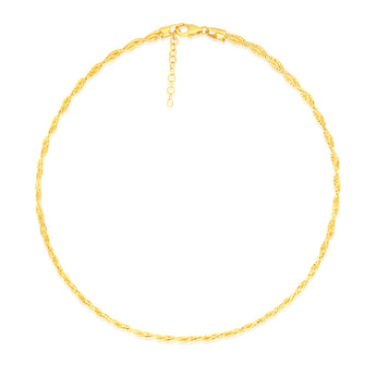 Sterling Silver Gold Plated Fancy Braided 42+3cm Chain