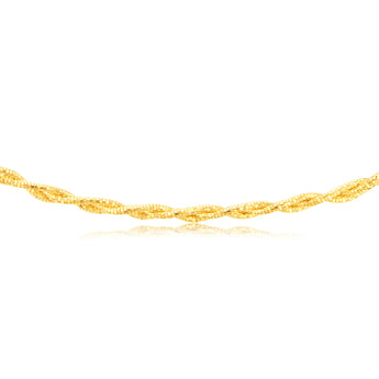 Sterling Silver Gold Plated Fancy Braided 42+3cm Chain