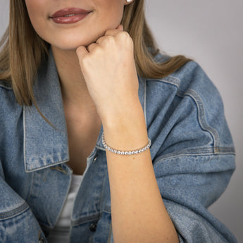 Sterling Silver Rhodium Plated 4mm Cubic Zirconia 18.4cm Tennis Bracelet