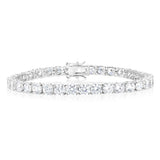 Sterling Silver Rhodium Plated 5mm Cubic Zirconia 18.4cm Bracelet