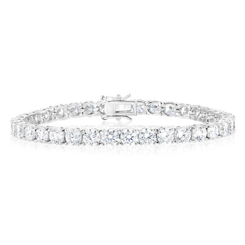 Sterling Silver Rhodium Plated 5mm Cubic Zirconia 18.4cm Bracelet