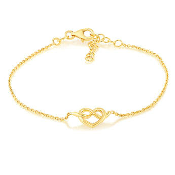 Sterling Silver Gold Plated Angel Wings Heart 17+3cm Bracelet