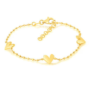Sterling Silver Gold Plated Heart Charm 17+3 cm Bracelet