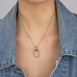 Sterling Silver Gold Plated Plain Link Pendant On 42+3cm Chain