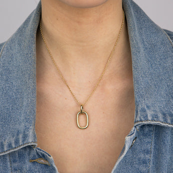 Sterling Silver Gold Plated Plain Link Pendant On 42+3cm Chain