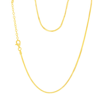 Sterling Silver Gold Plated Diamond Cut Snake 42+5cm Chain