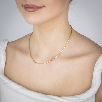 Sterling Silver Gold Plated Diamond Cut Snake 42+5cm Chain
