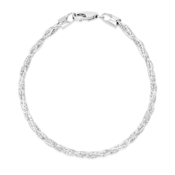 Sterling Silver Rhodium Plated Fancy Braided 19cm Bracelet