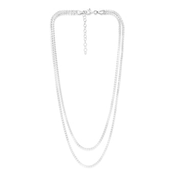 Sterling Silver Stamped Fancy Double Strand 41+5cm Chain