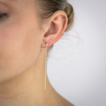 Sterling Silver Gold Plated Fancy Single Strand Drop Earrings