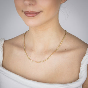 Sterling Silver Gold Plated Diamond Cut Twisted Curb 42.5+5cm Chain
