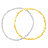 Sterling Silver And Gold Plated Two Tone Rounded Ribbed Double 68mm Bangle