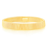 Sterling Silver Gold Plated Broad Ribbed 68mm Bangle