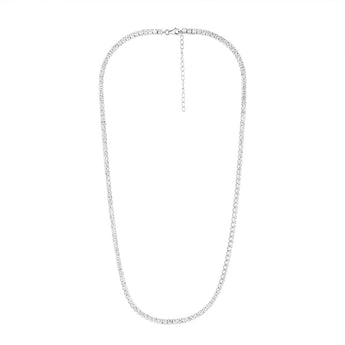 Sterling Silver Rhodium Plated 3mm Cubic Zirconia Tennis 50cm Chain