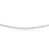 Sterling Silver Rhodium Plated 3mm Cubic Zirconia Tennis 50cm Chain