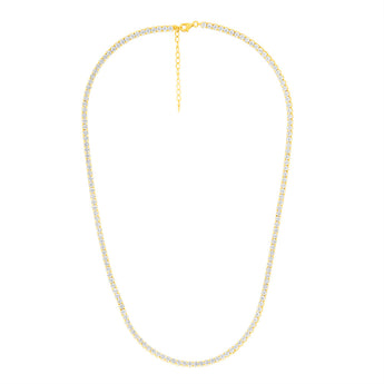 Sterling Silver Gold Plated 3mm Cubic Zirconia Tennis 50cm Chain