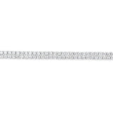 Sterling Silver Rhodium Plated 2mm Cubic Zirconia Two Row 16+3cm Tennis Bracelet