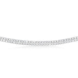 Sterling Silver Rhodium Plated 2mm Cubic Zirconia Two Row 40+5cm Tennis Chain
