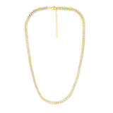 Sterling Silver Gold Plated 2mm Cubic Zirconia Two Row 40+5cm Tennis Chain