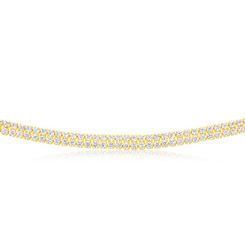 Sterling Silver Gold Plated 2mm Cubic Zirconia Two Row 40+5cm Tennis Chain