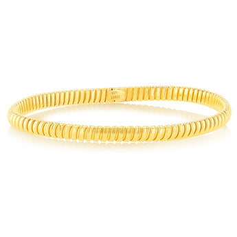 Sterling Silver Gold Plated Ribbed 68mm Bangle