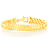 Sterling Silver Gold Plated Broad Fancy 19cm Bracelet