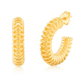 Sterling Silver Gold Plated Spring Style 3/4th Hoop Earrings
